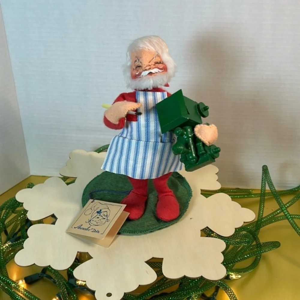 Annalee Santa with green train. 1989